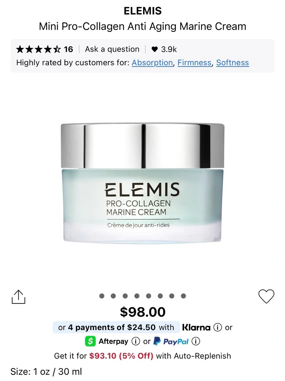 ELEMIS Pro-Collagen Marine Cream - White and Silver Jar